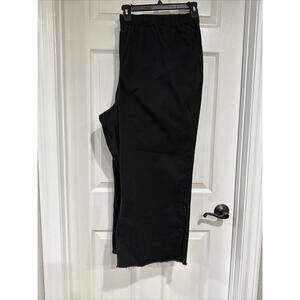 Denim & Co. 3X Regular EasyWear Twill Frayed Hem Wide Leg Pant Black EUC